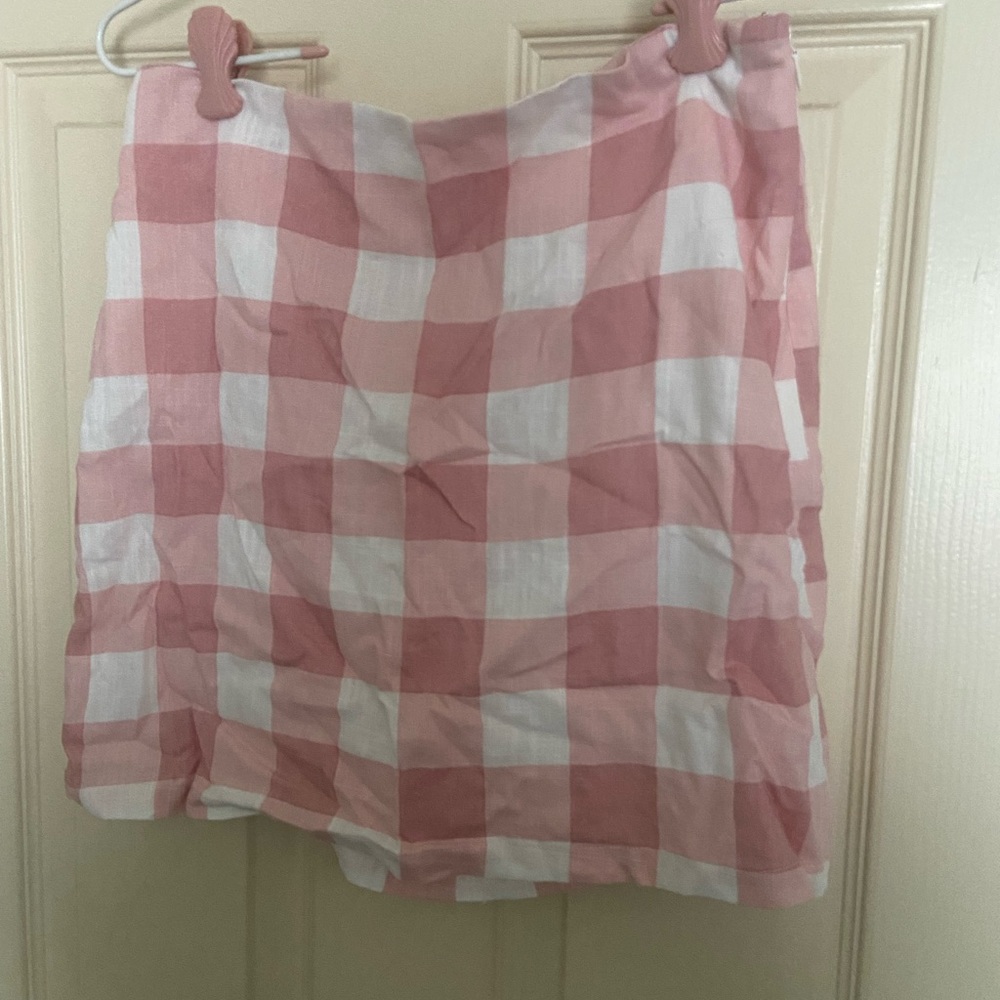 Pink and white gingham skirt